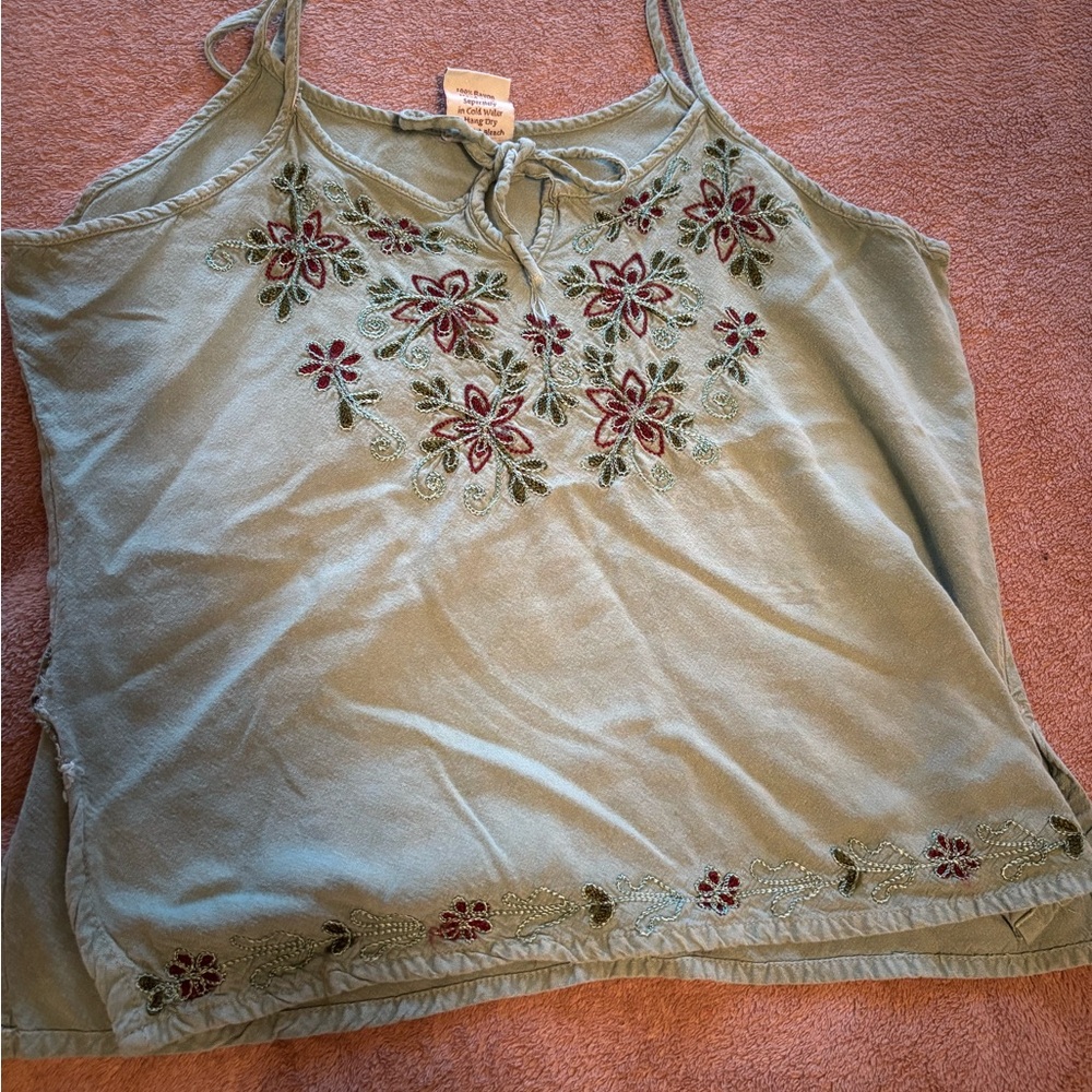Green embroided shirt